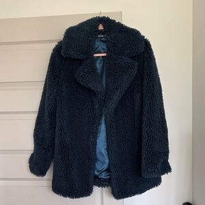 Missguided Dark Blue Teddy Jacket